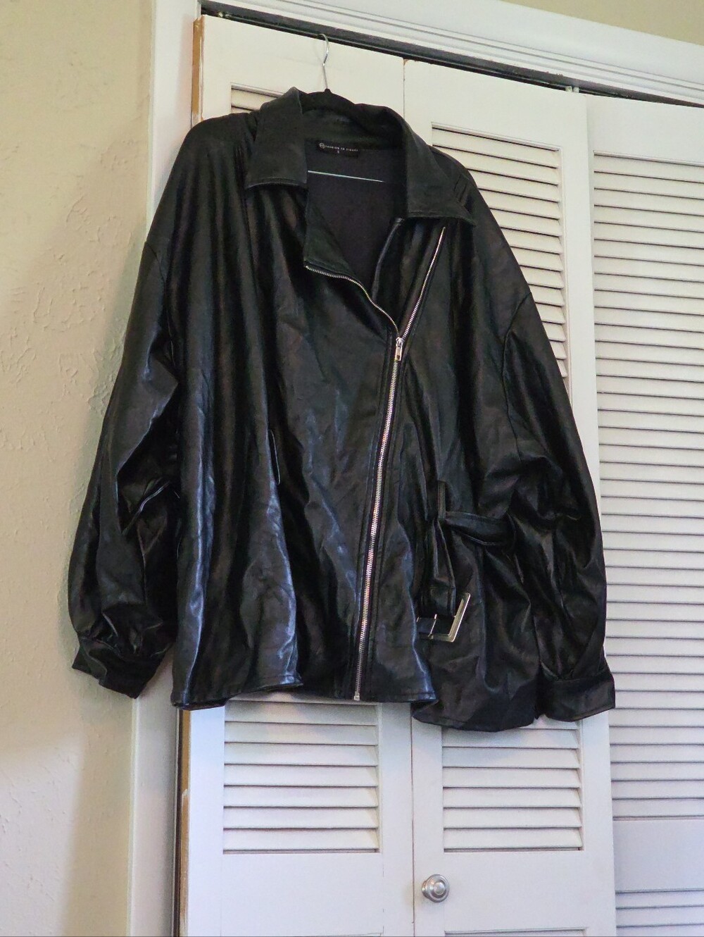 Fashion to Figure Black Faux Leather Asymmetrical Zip Jacket